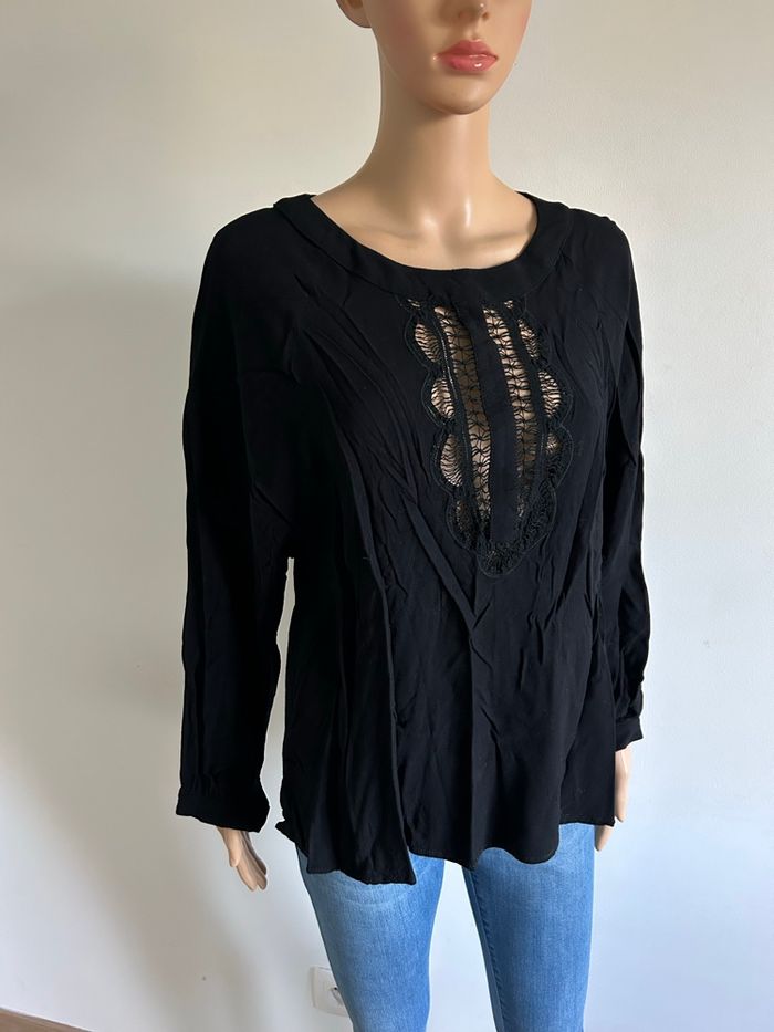 Blouse noire à manches longues An’ge taille 1 jamais portée - photo numéro 2