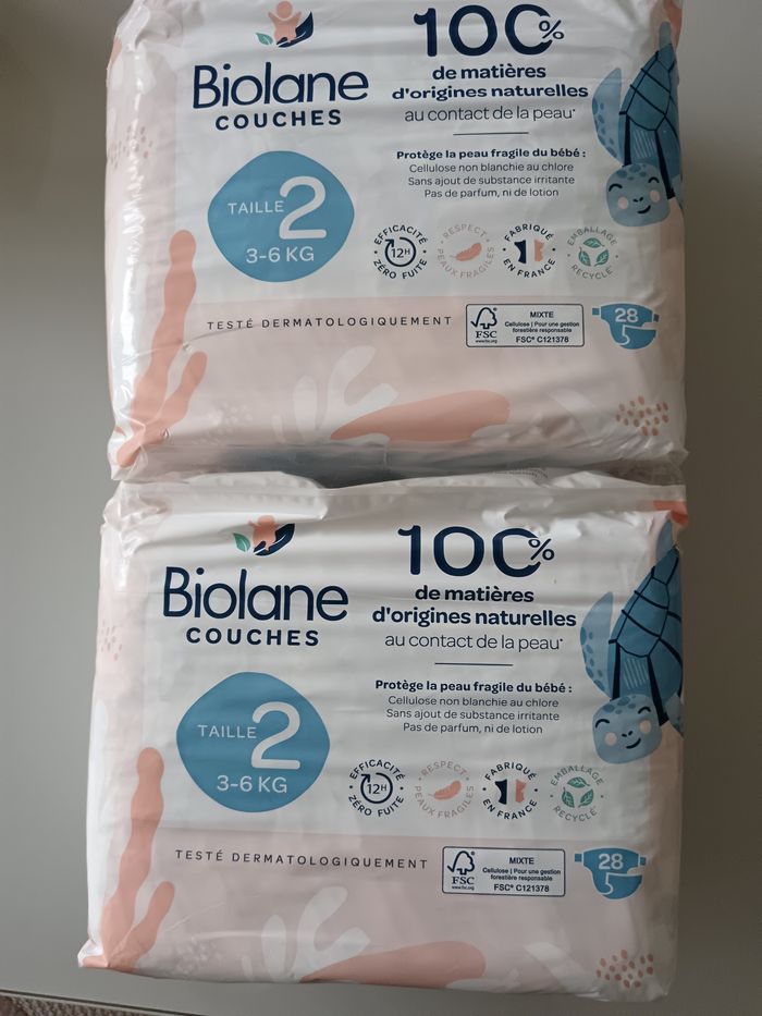 2 paquets couches bébé Biolane taille 2