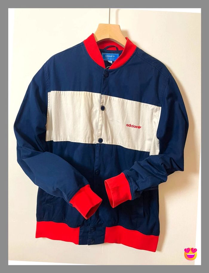 Blouson Teddy Adidas Originals – Taille L – Marine & Blanc