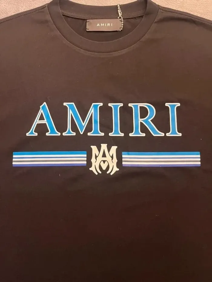 T-shirt Amiri Crewneck – Noir – Big Logo Bleu – Taille L - photo numéro 3