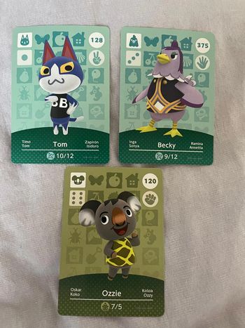 Lot de 3 cartes amiibo animal crossing Nintendo