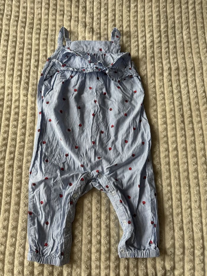 Combinaison d’été H&M 6/9 mois rayé avec coccinelle