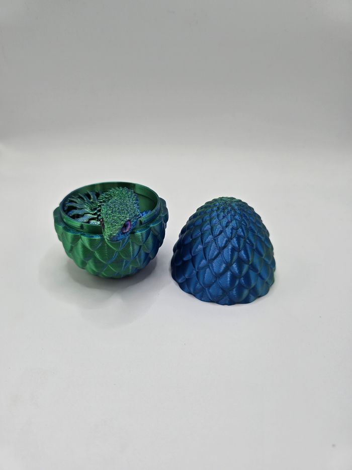 🐉Œuf style dragon en 3D bleu/vert avec son serpent articulé assorti🐍. - photo numéro 2