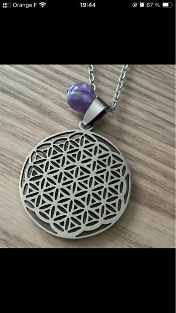 Collier acier fleur de vie