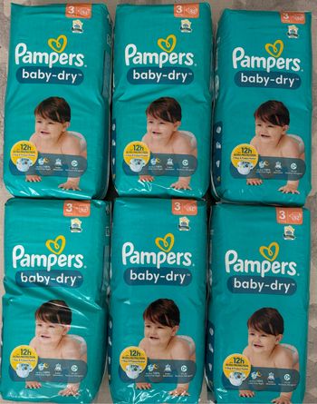6 paquets de 52 couches Pampers taille 3