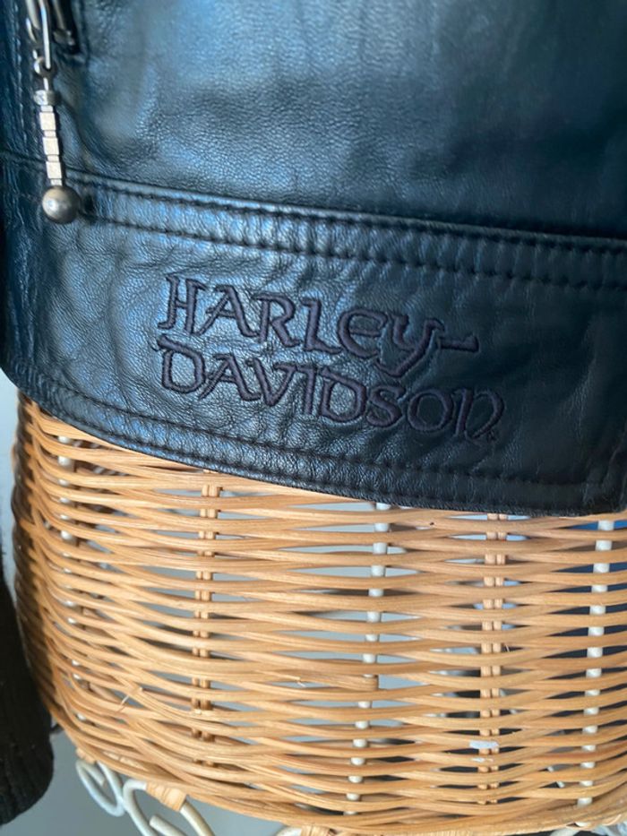 Blouson Harley Davidson en cuir noit taille S - photo numéro 4
