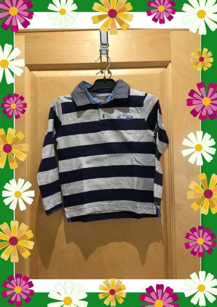 Polo vertbaudet gris et marine