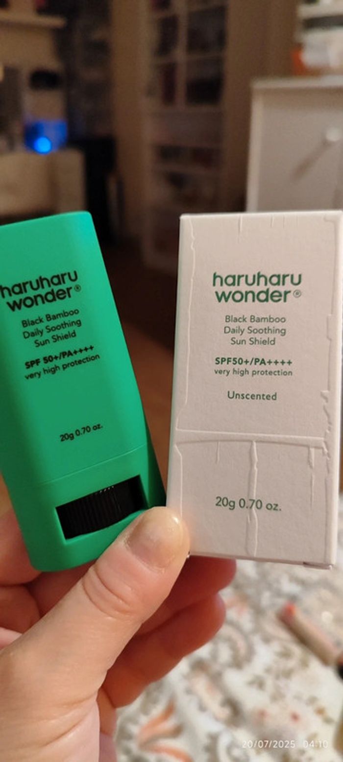 Kbeauty Haruharu Wonder Écran Solaire Black bamboo daily Soothing Sun Shield Spf 50 PA4+ 20 gr