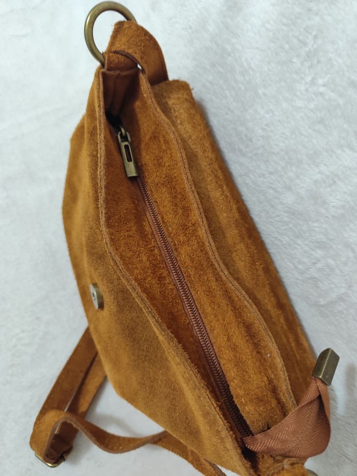 Sac à main bandoulière en croûte de cuir véritable - photo numéro 6