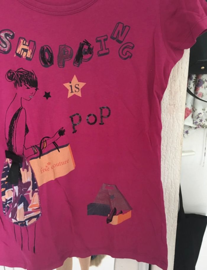 T-shirt violet avec inscription, 100% coton , Autre ton, taille 2 - photo numéro 3