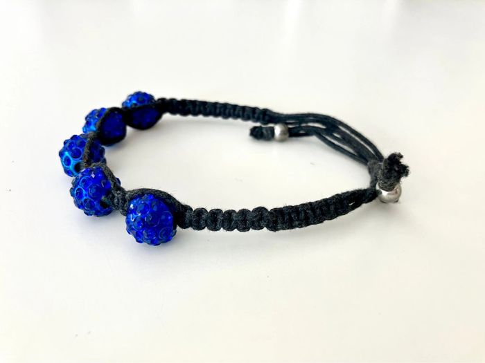 Bracelet shamballa boules et strass bleus - photo numéro 4