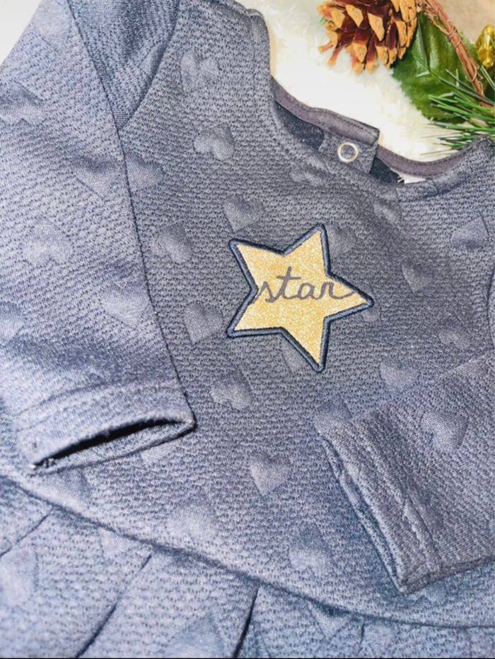 Robe Orchestra 3 mois – Bleu marine – Motif cœurs et étoile « Star » - photo numéro 2