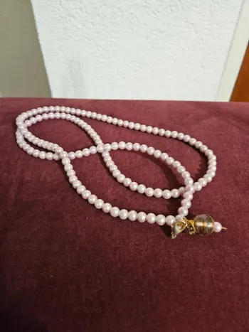 Magnifique Collier Fantaisie Vintage Flo T.B. - Perles et Pendentif Doré - Création Boutique Fréjus