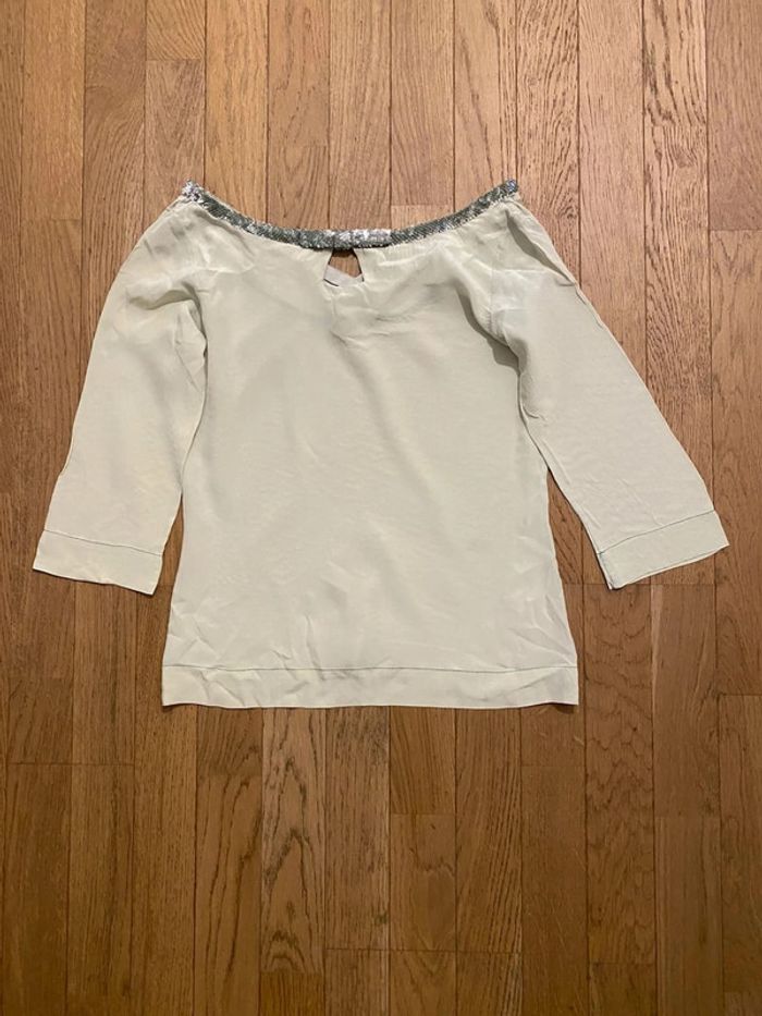 Top en soie vert amande Tara Jarmon taille 38 - photo numéro 2