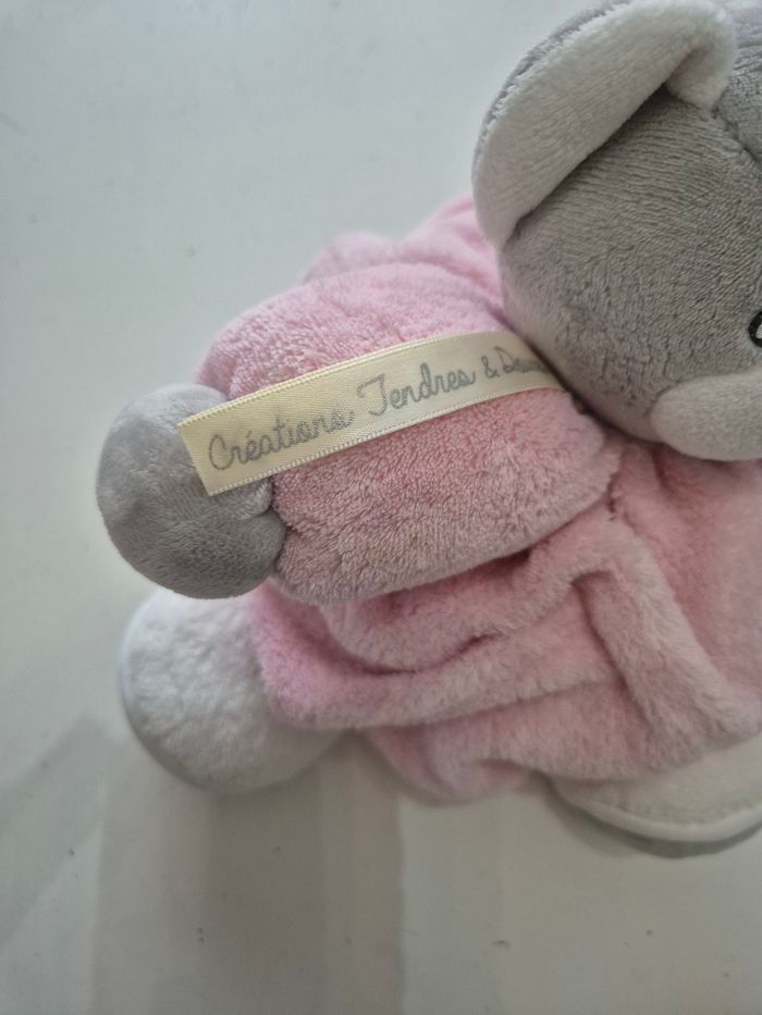 Doudou Kaloo Ours Gris Plume Rose clair - photo numéro 7