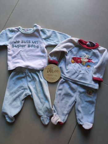 Lot de 2 pyjamas polaires 3 mois