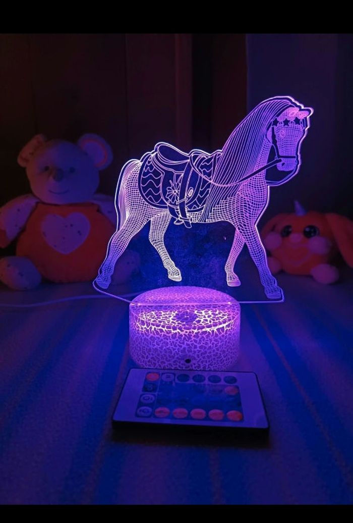 Veilleuse enfant, lampe 3D cheval