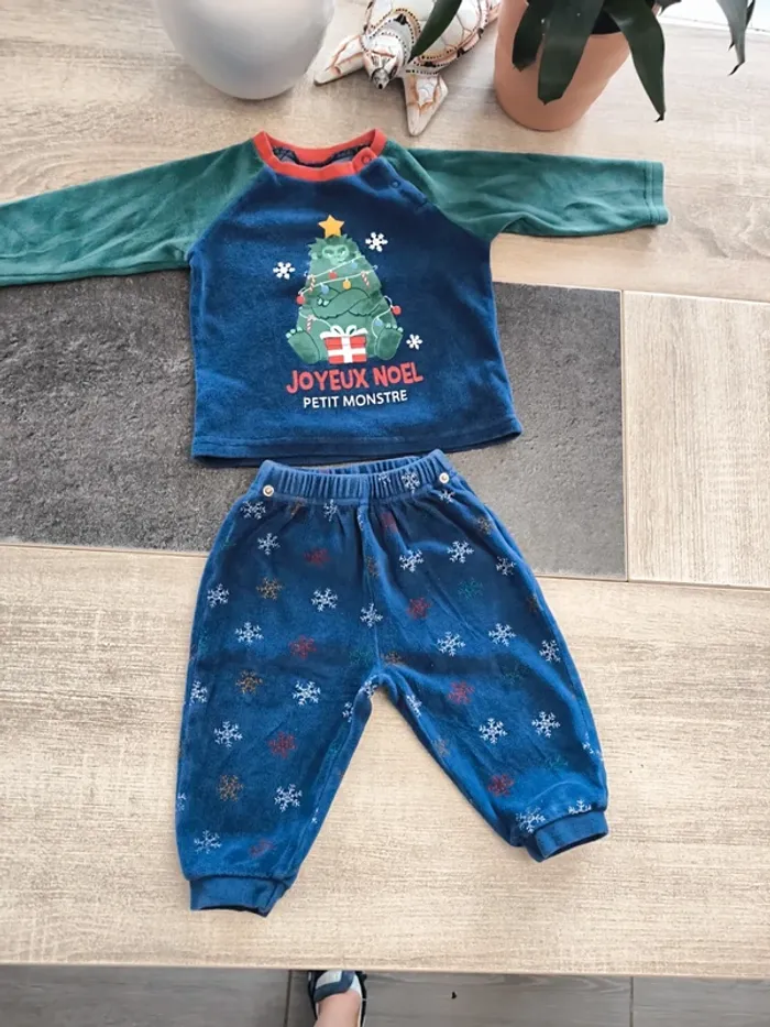 Pyjama hiver 2 pièces garçon 12 mois mots d'enfants - photo numéro 2
