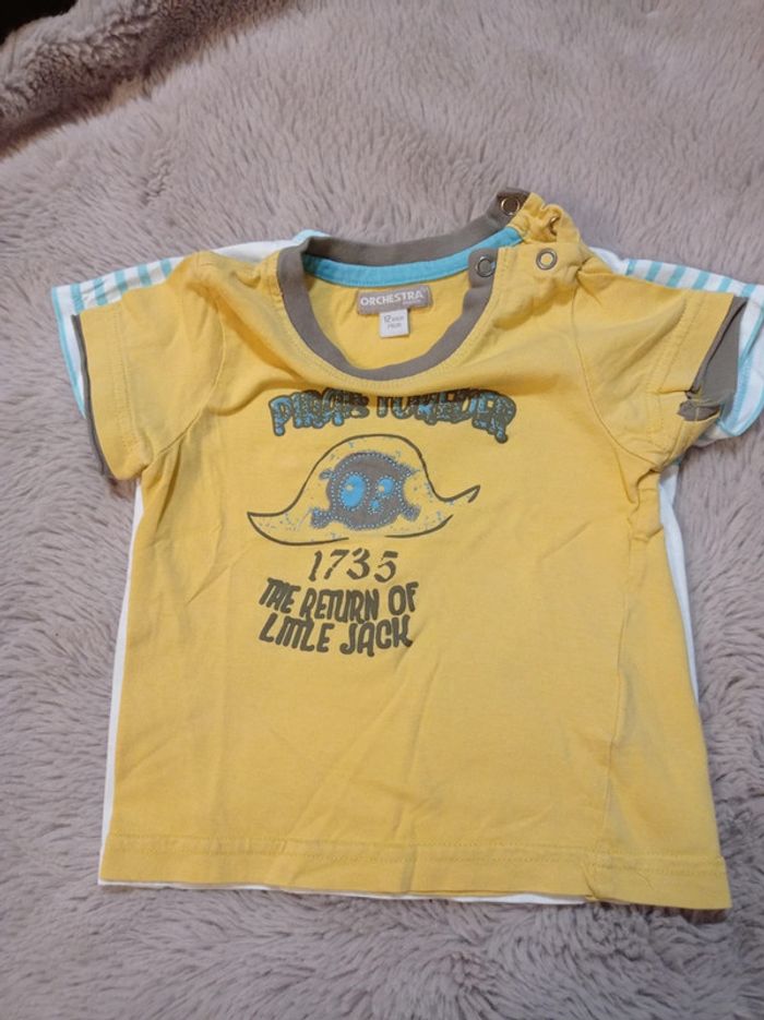 T-shirt blanc et turquoise 12 mois - photo numéro 4