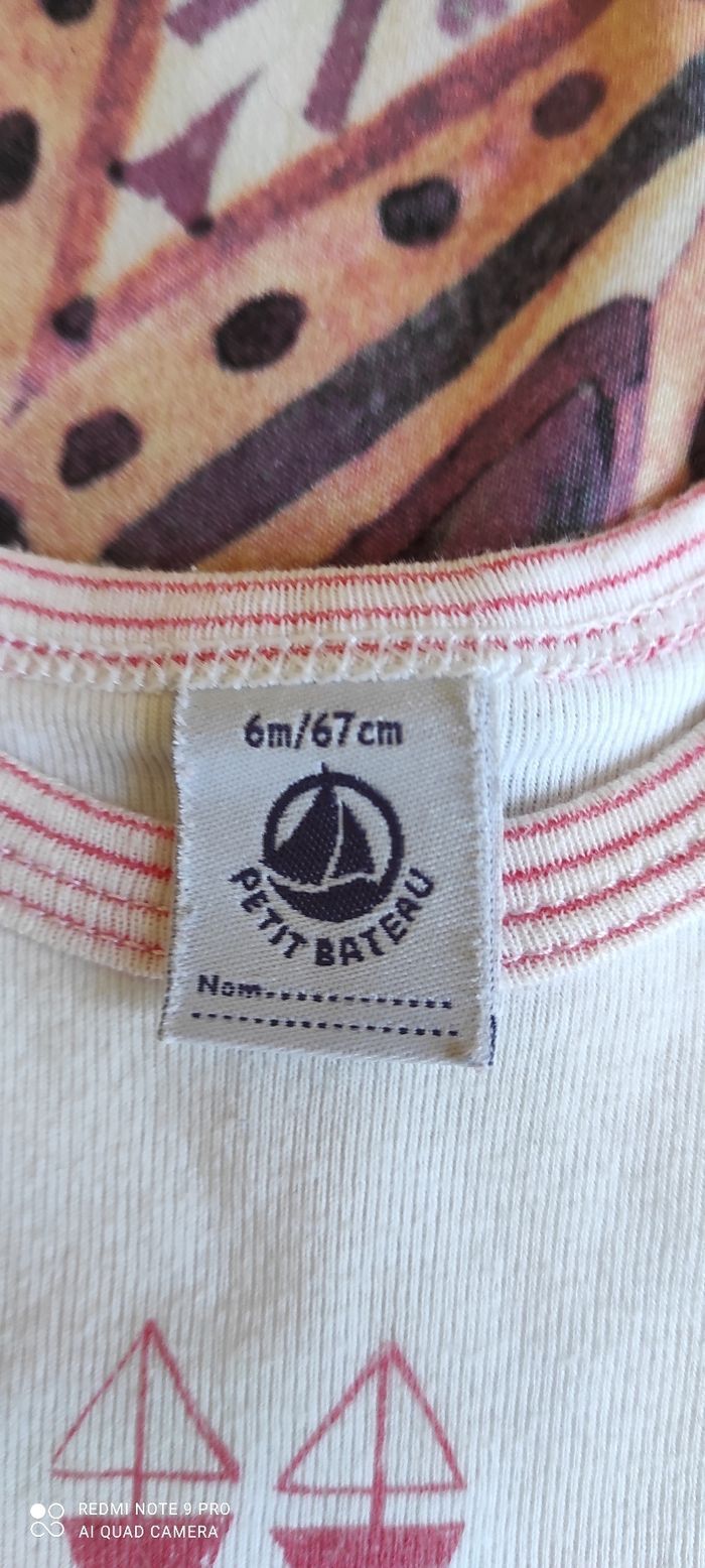 Lot 3 bodies à manches courtes Petit bateau 6 mois - photo numéro 5