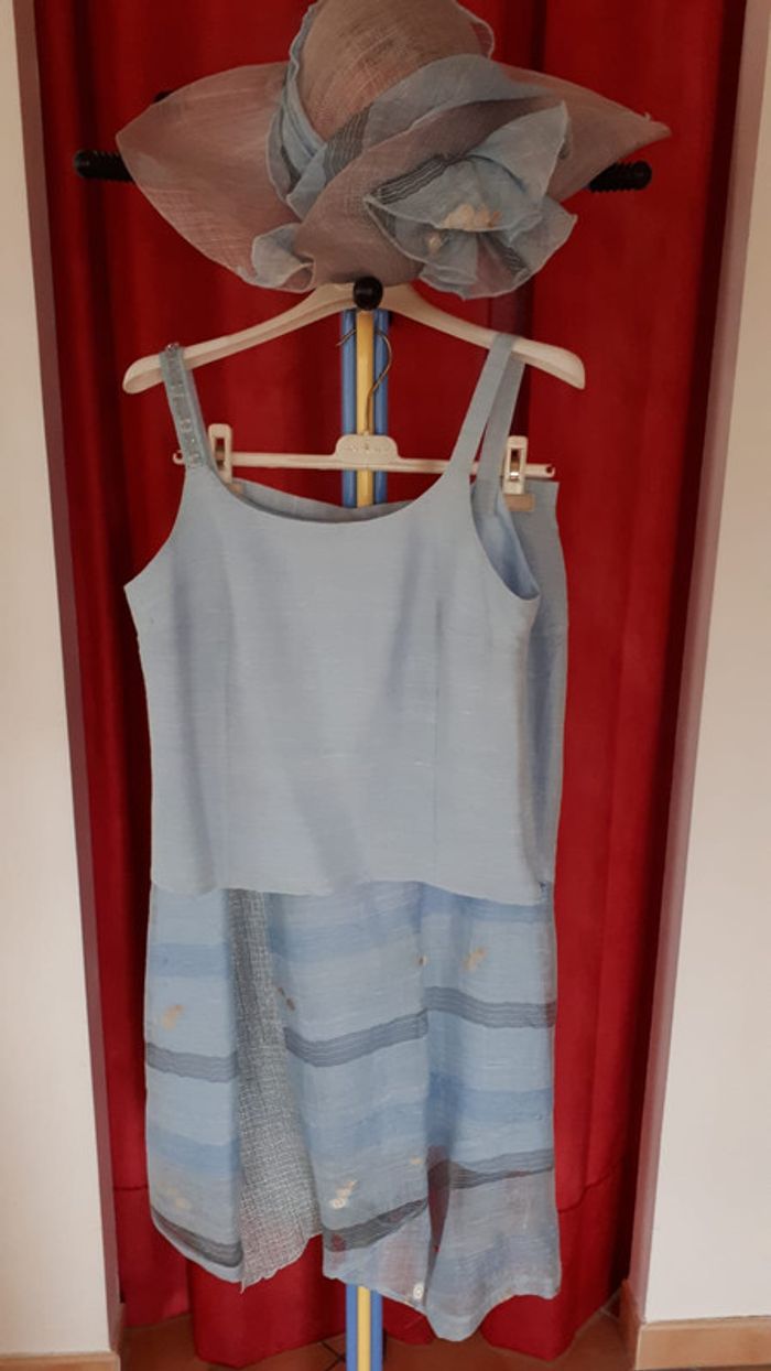 Ensemble débardeur + jupe Un jour ailleurs bleu pâle en 38 - photo numéro 6