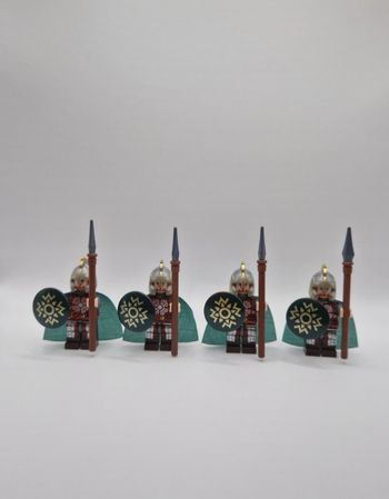 Figurines type lego 4 guerriers du rohan seigneur des anneaux / hobbit