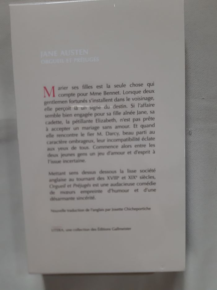 livre neuf sous emballage - Orgueil et préjugés - Jane Austen - Litera - photo numéro 2