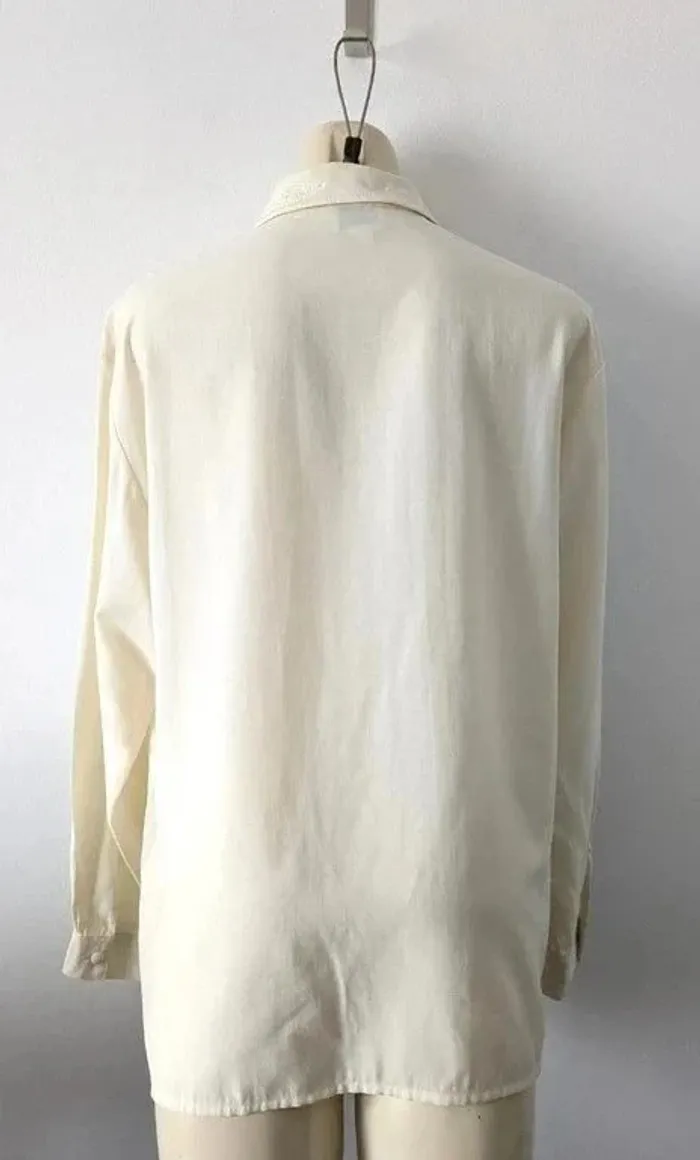 Chemisier brodé écru vintage - 123 - taille 44/46 - photo numéro 2