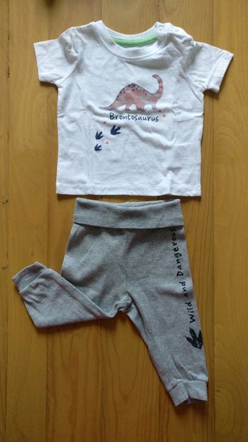 Ensemble T-shirt/pantalon gris/blanc lupilu