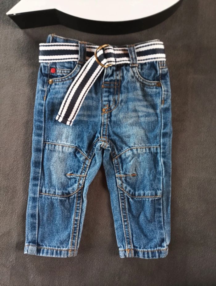 Pantalon jeans avec ceinture Garçon 6 mois 100% coton - photo numéro 2