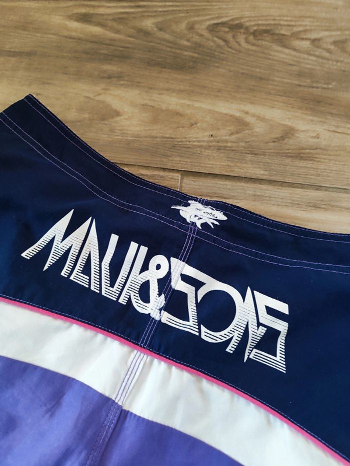 Short de bain violet bleu marine blanc Maui & Sons Taille M - photo numéro 5
