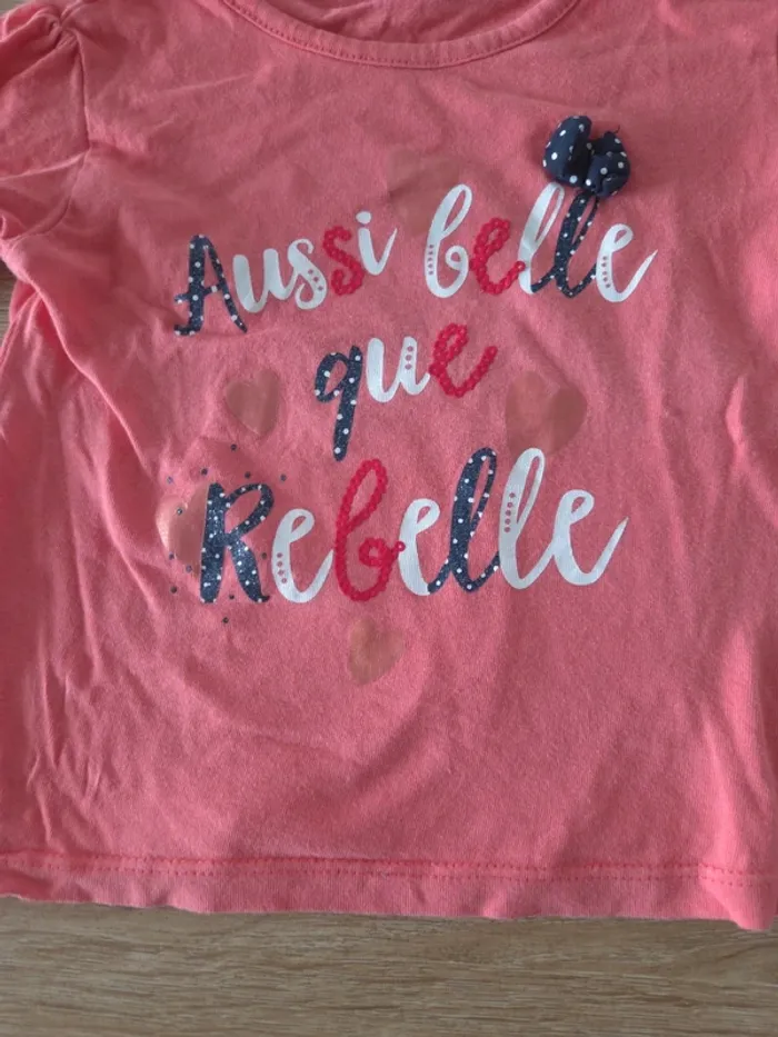 Tshirt manches longues belle et rebelle 12 mois - photo numéro 3