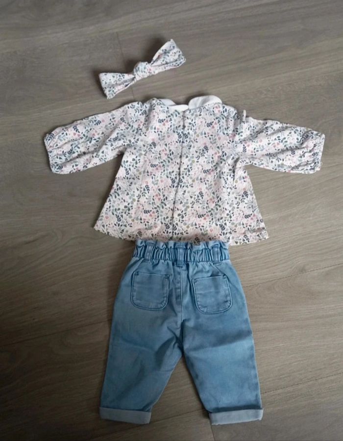 Ensemble jeans t shirt bandeau 6 mois - photo numéro 2