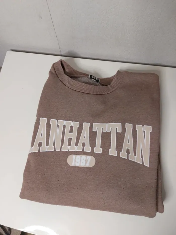 Sweat-shirt cou rond beige" collection Pimkie" - photo numéro 3