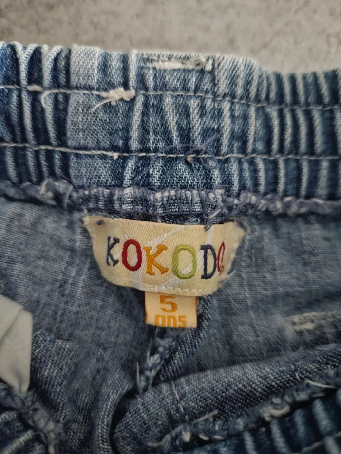 Short cargo en jean élastiqué garçon - Taille 5 ans - Kokodo - Bleu - photo numéro 2