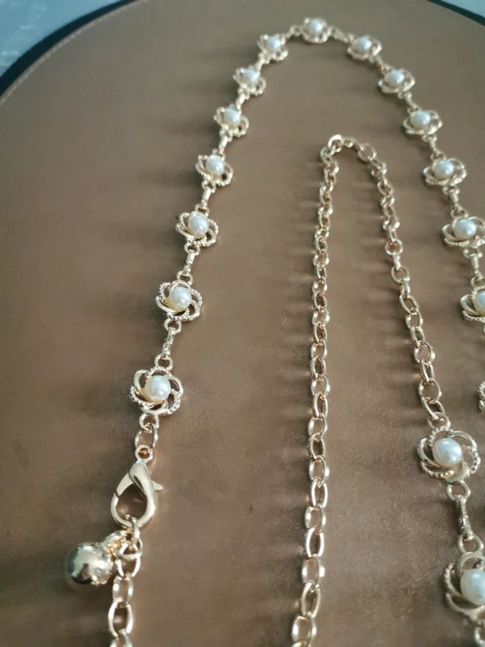 Ceinture Métal femme dorée et perles - photo numéro 2