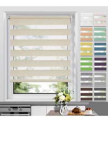 Allesin Store Enrouleur Jour Nuit sans Perçage 50 x 140 cm Lin neuf