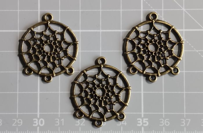 3 x pendentifs "attrape-rêves" en métal couleur bronze - photo numéro 2