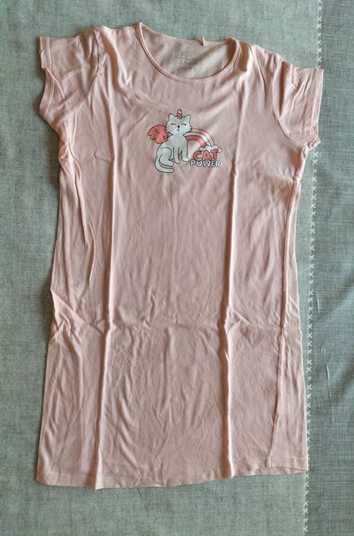 Chemise de nuit coton rose 12 ans