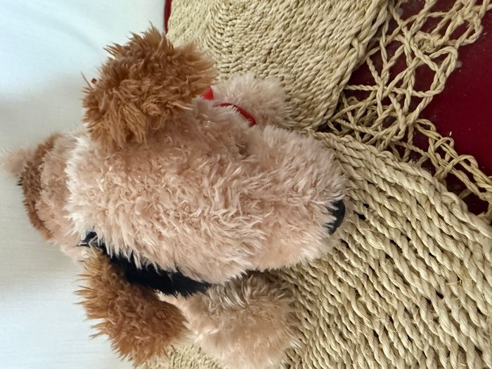 Vintage Gund Puddles Tan Peluche Chiot Chien Collier Rouge - photo numéro 1