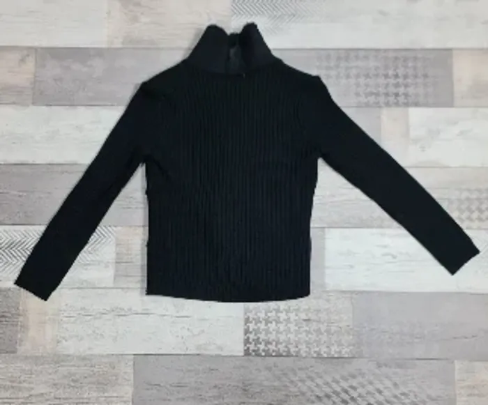 Veste Gilet Noir Affinités Armand Thiery T1 Manches Tricot Fausse Fourrure Élégant - photo numéro 2