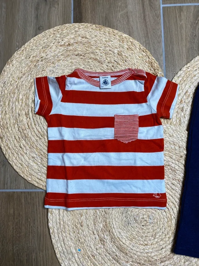 T-shirt rayé + pantalon bébé – Petit Bateau 6 mois - photo numéro 2