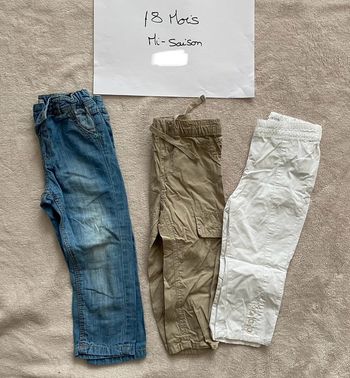 Lot 3 pantalons jeans légers - Creeks, Kimbaloo, In extenso - 18 mois - TBE