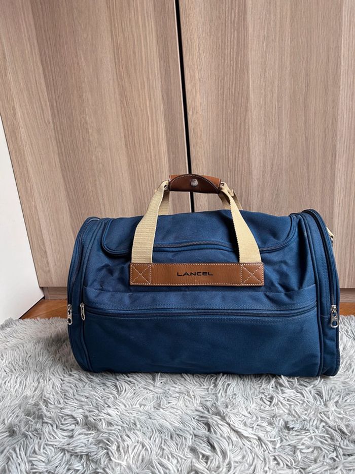 NEUF magnifique sac LANCEL toile et cuir, bleu marine - photo numéro 4