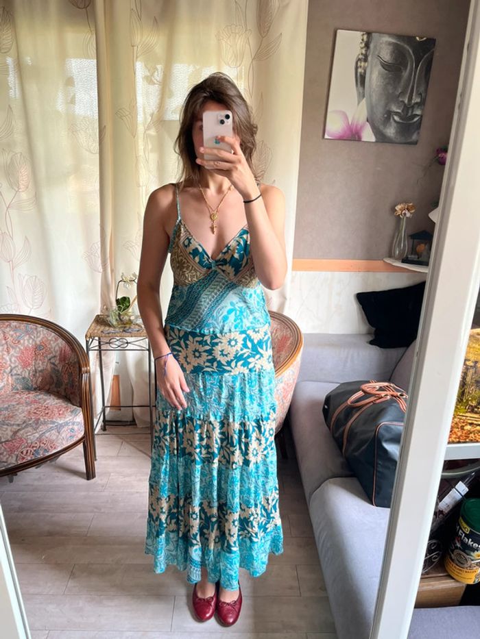 Robe à bretelle bohème champêtre Summer capri rayon