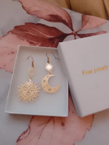 Boucles d'oreilles lune soleil en acier inoxydable