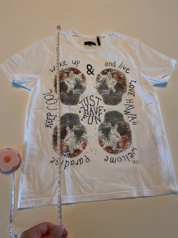 Tee shirt blanc squelette ikks 6 ans - photo numéro 4