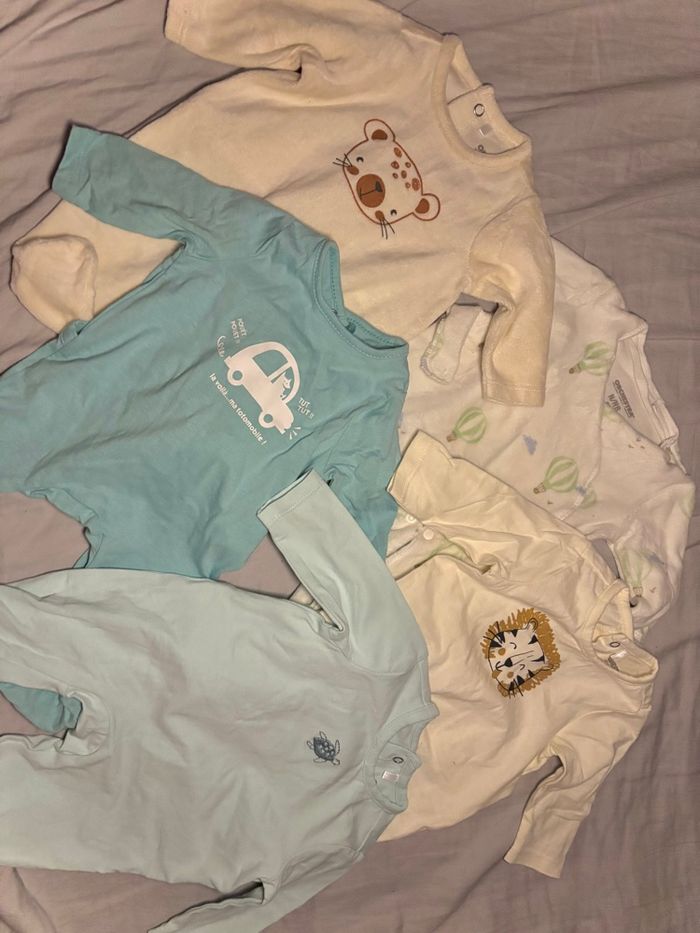 Lot 5 pyjamas naissance en velours/coton pour bébé garçon Orchestra - photo numéro 1