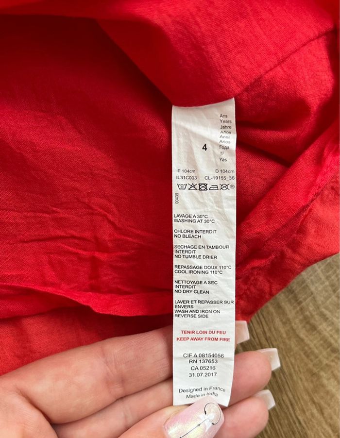 Débardeur/t.shirt/top sans manche rouge neuf petite fille Catimini 4 ans - photo numéro 4