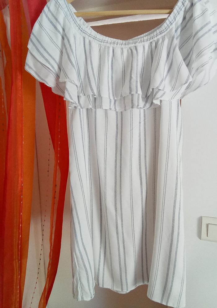 Robe été rayée bleu/blanc avec volants Etam - photo numéro 4